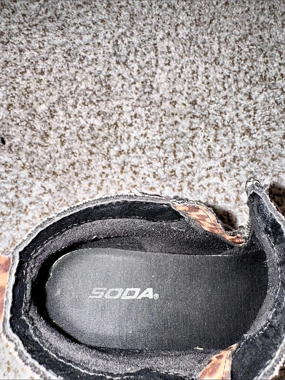 SODA Leopard Print Zip Sneakers